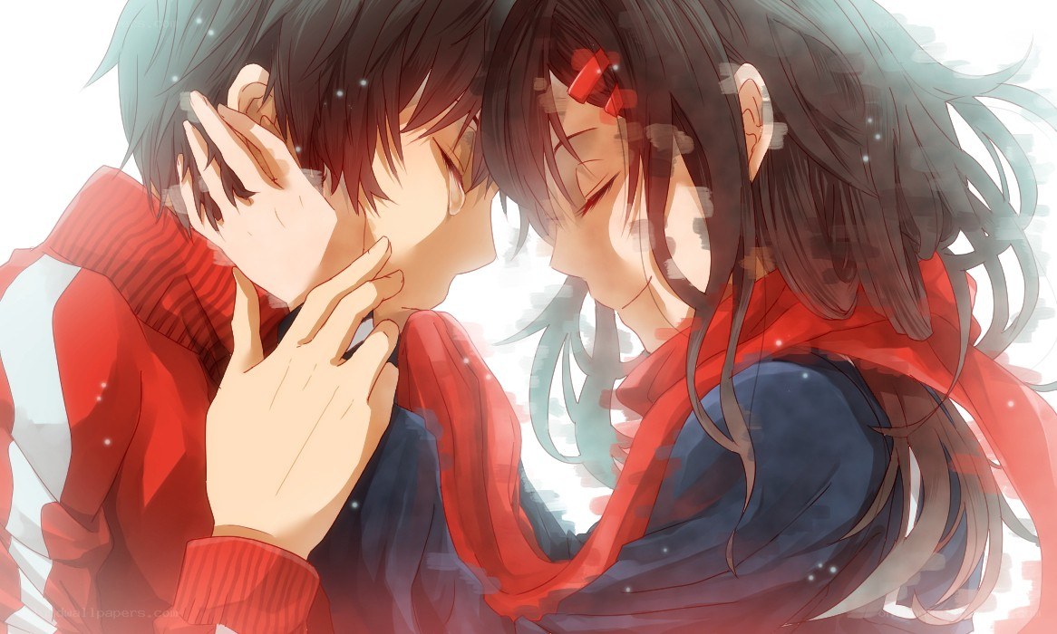 anime couple kissing