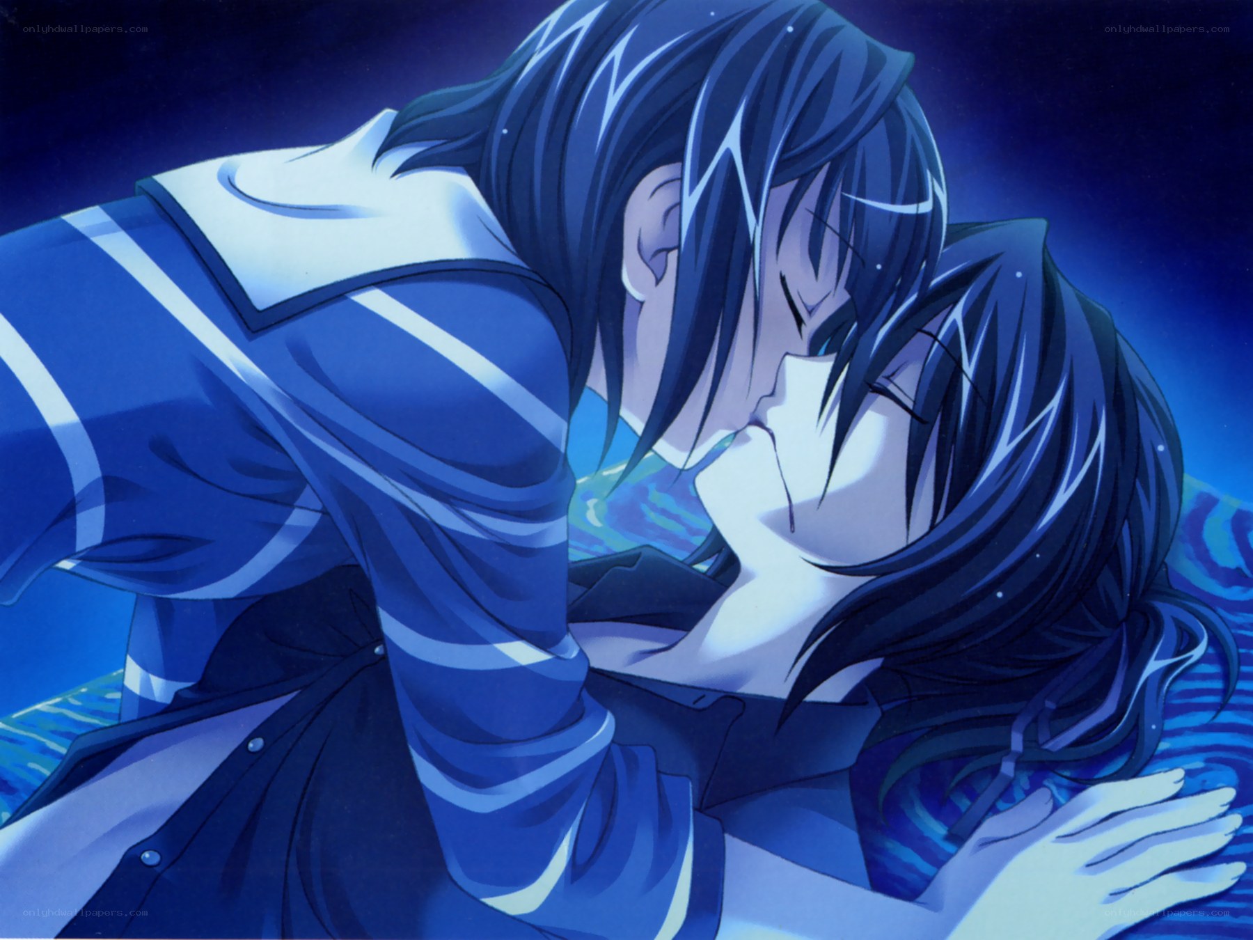 anime couple kissing