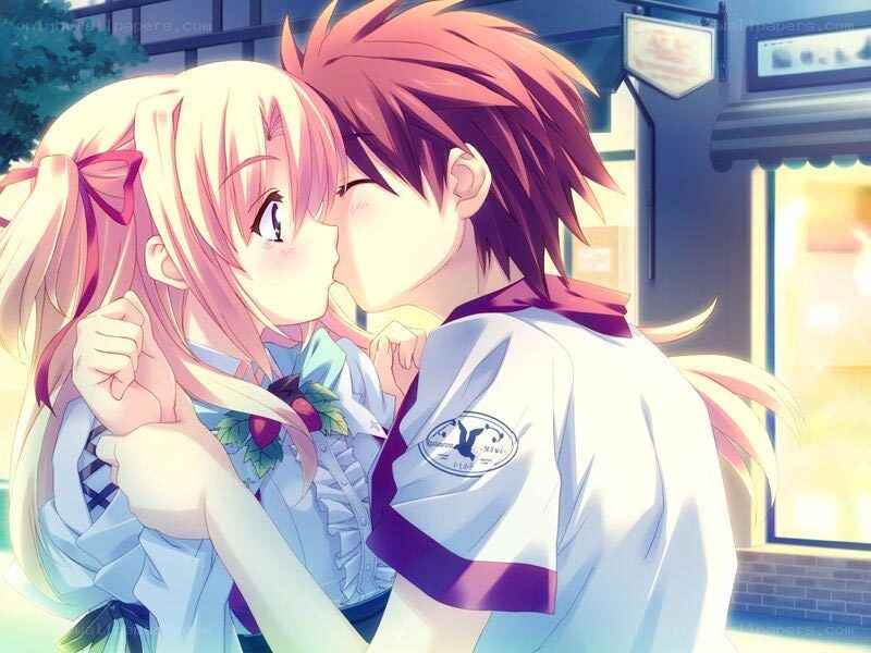 anime couple kissing