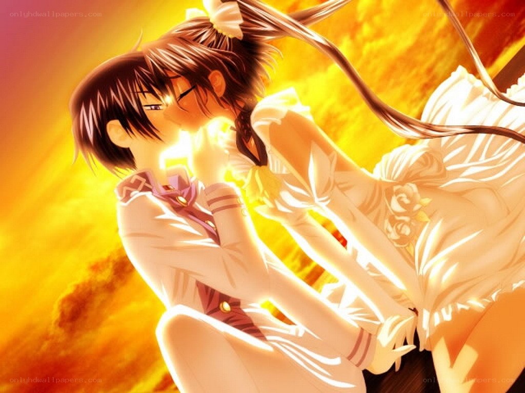 anime couple kissing