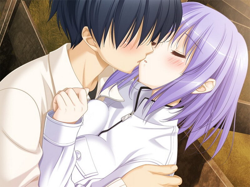anime couple kissing