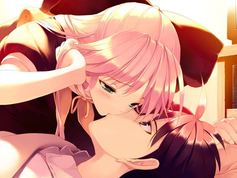 anime couple kissing
