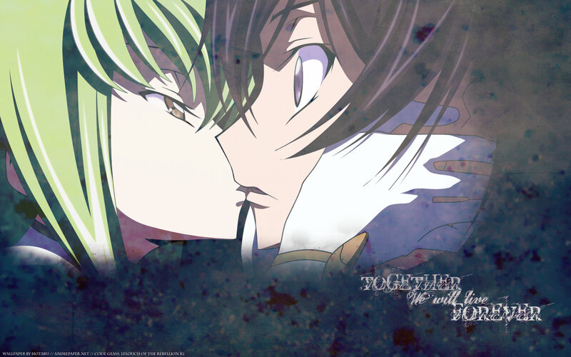 anime couple kissing