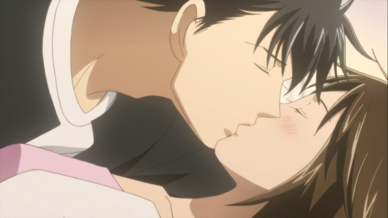 anime couple kissing