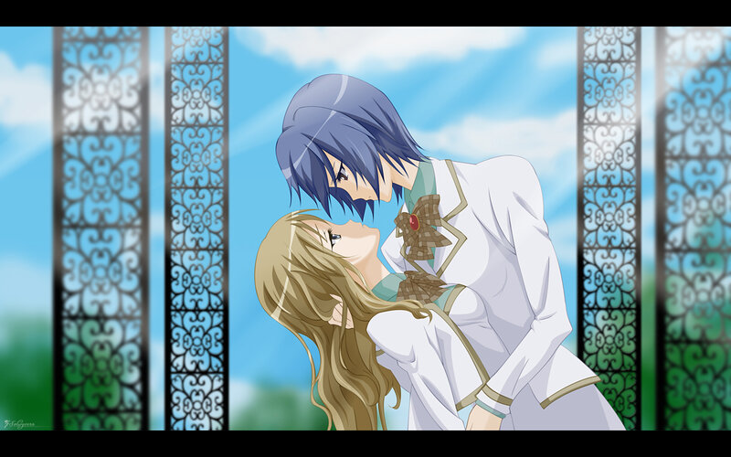 anime couple kissing