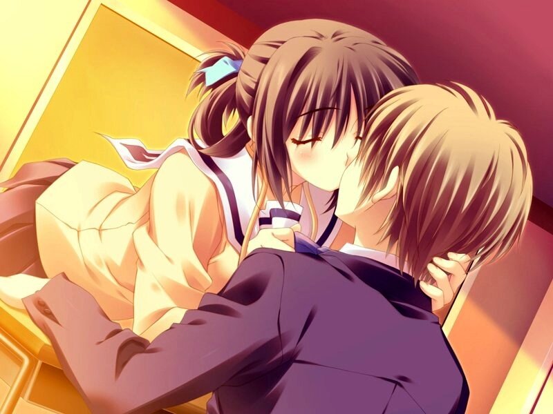 anime couple kissing