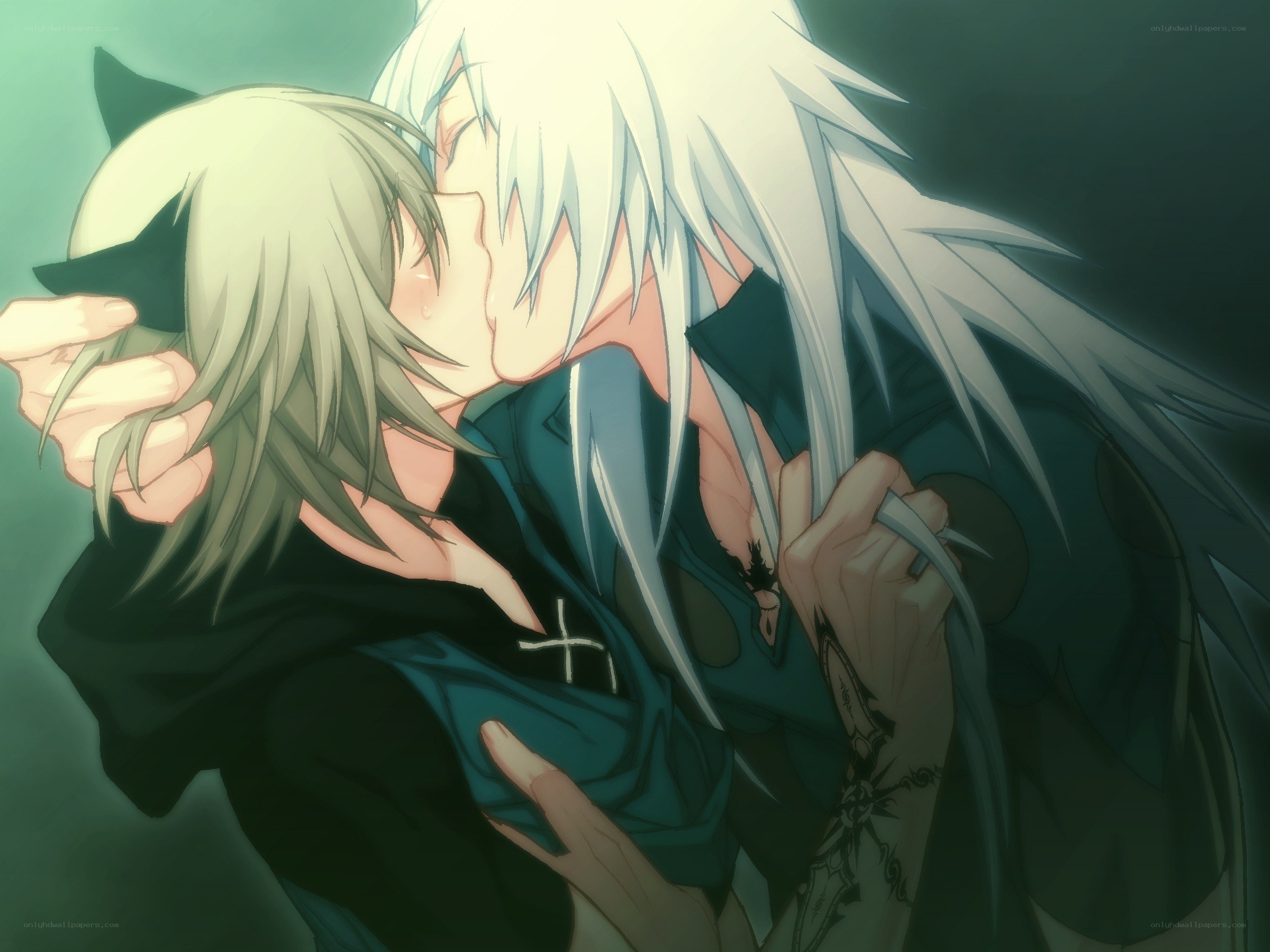 anime couple kissing