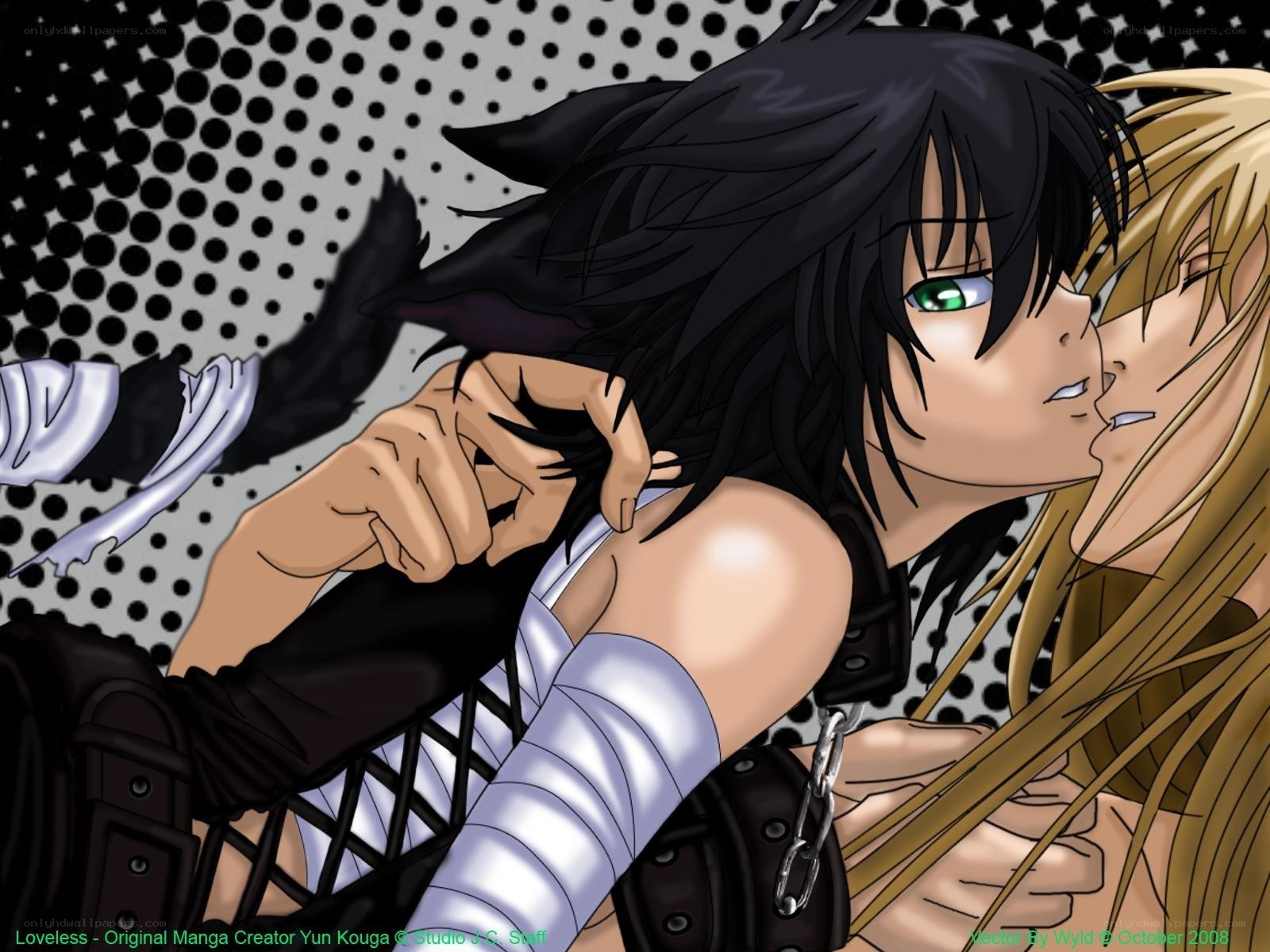 Anime couple kissing