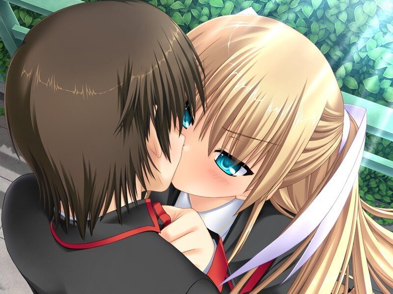 anime couple kissing