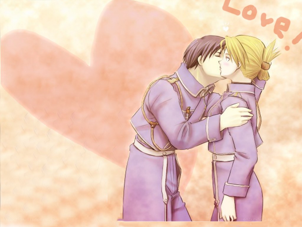 anime couple kissing