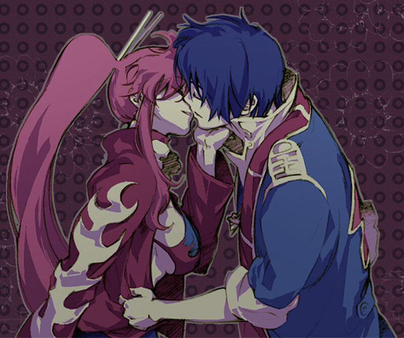 anime couple kissing