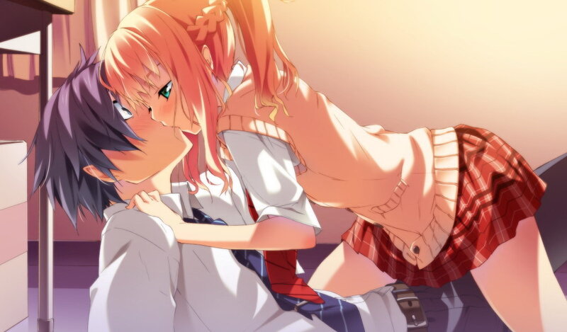 anime couple kissing
