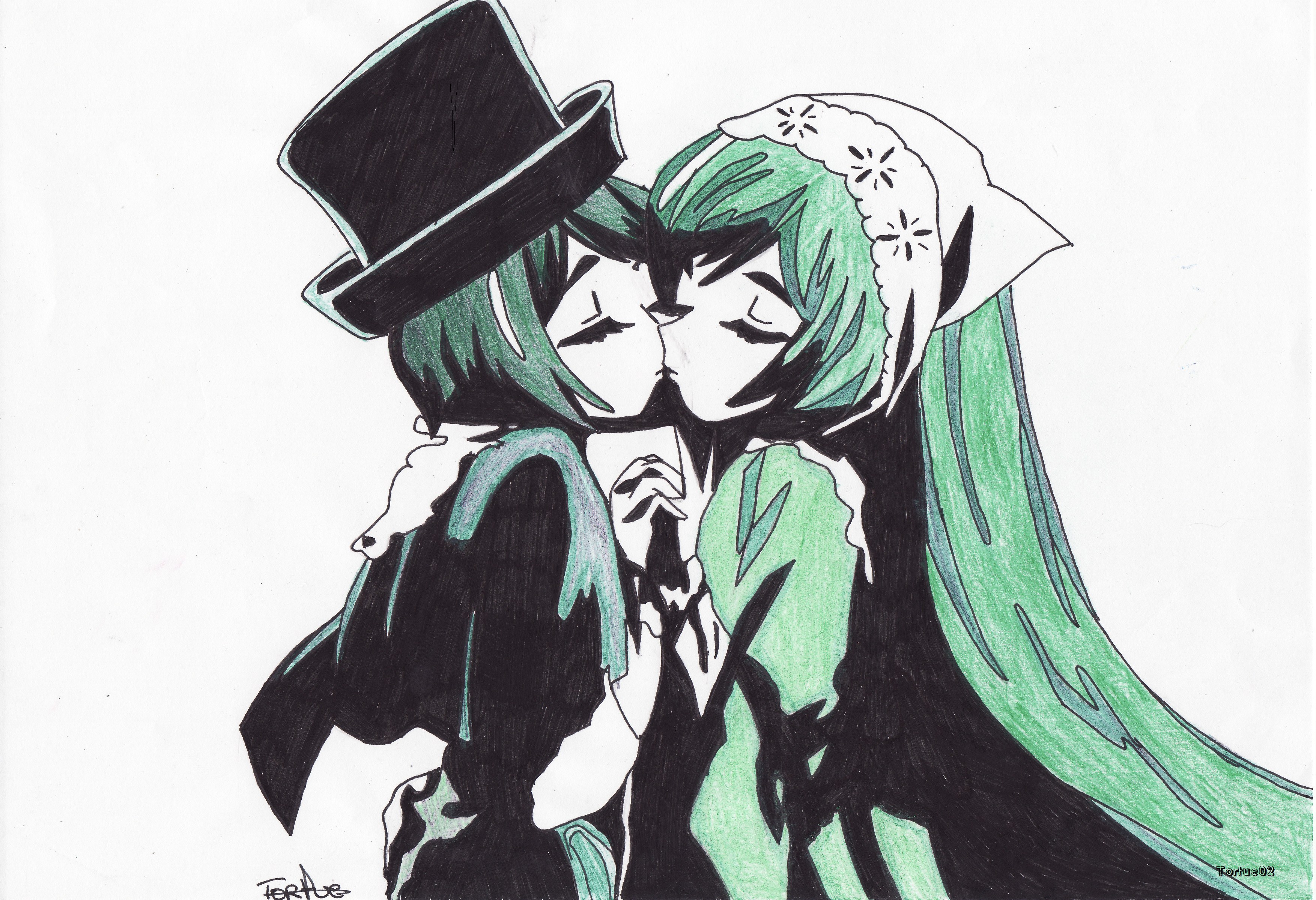 anime couple kissing