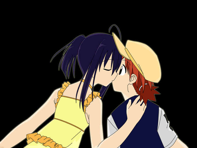 anime couple kissing