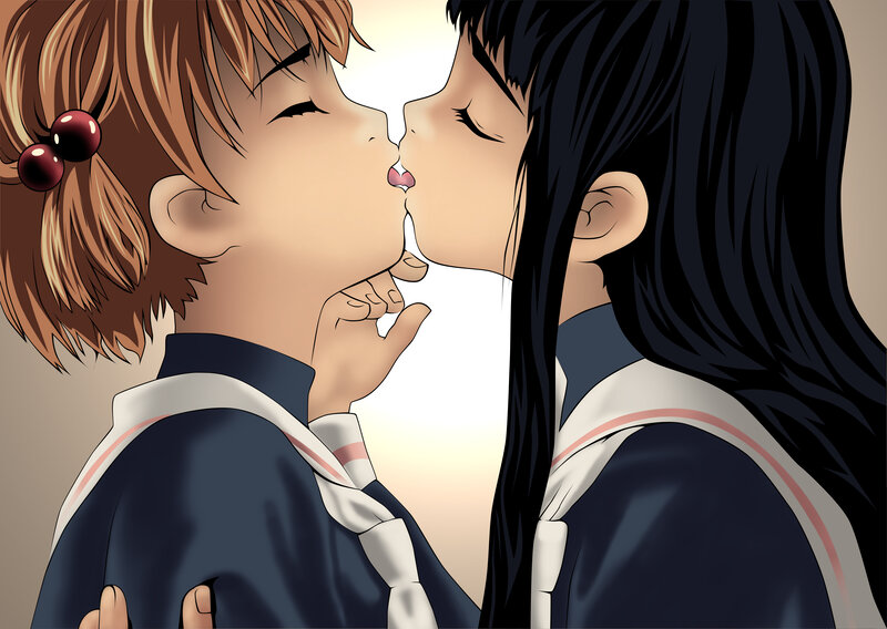anime couple kissing