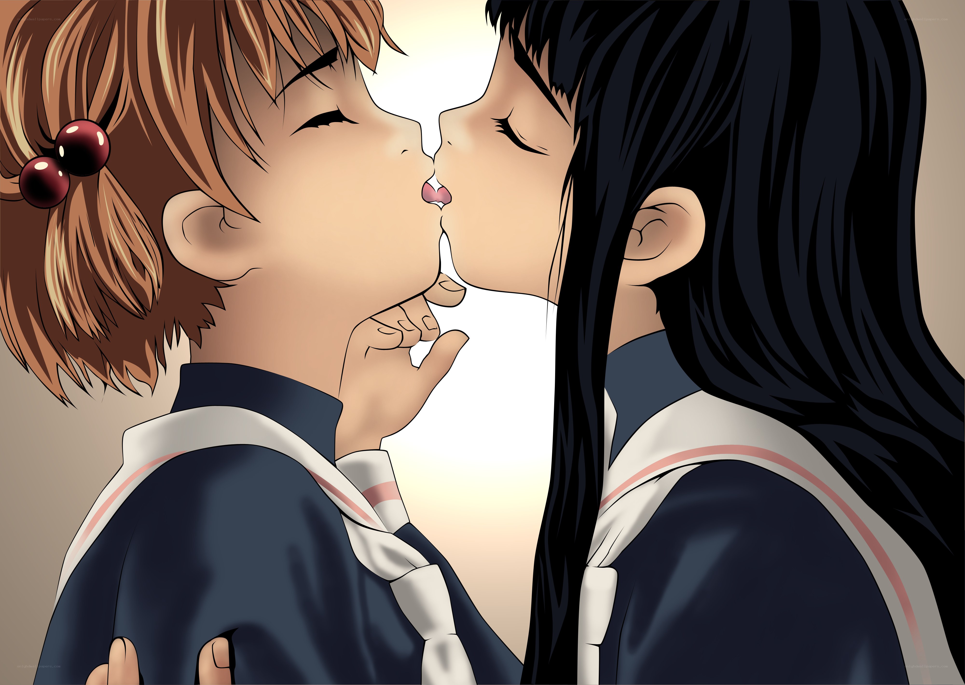 anime couple kissing