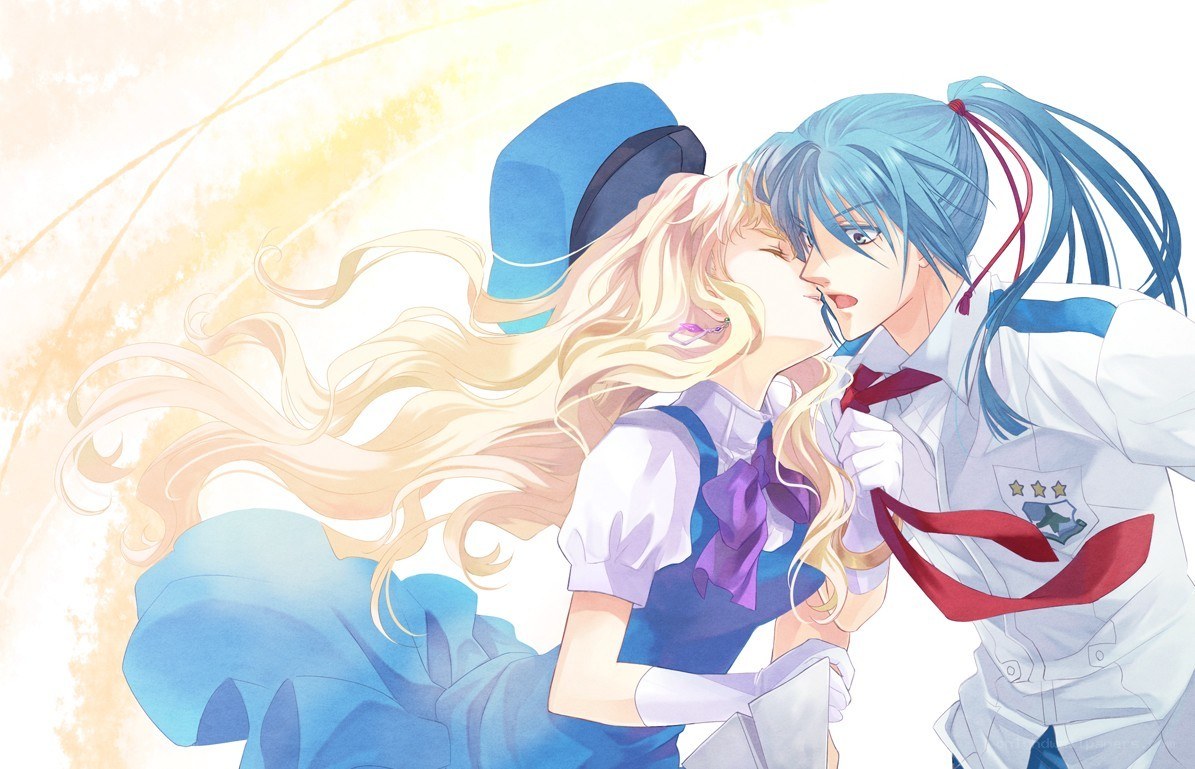 anime couple kissing