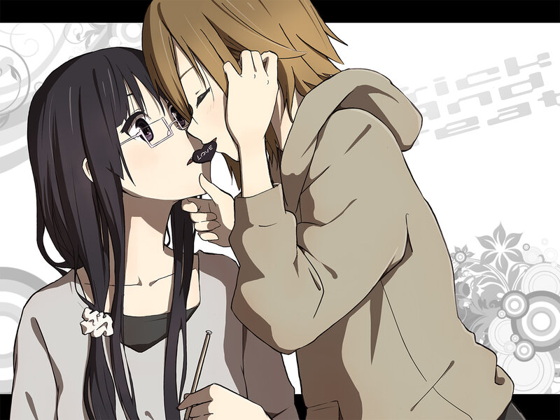 anime couple kissing