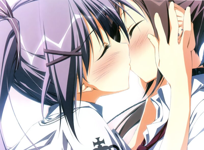 anime couple kissing