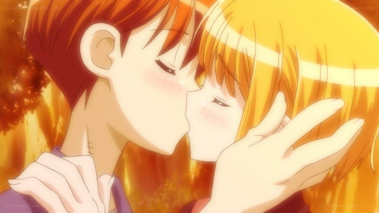 anime couple kissing