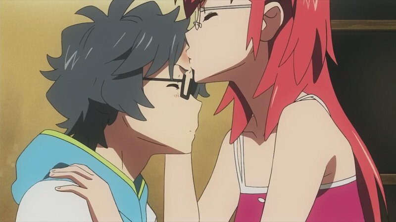 anime couple kissing