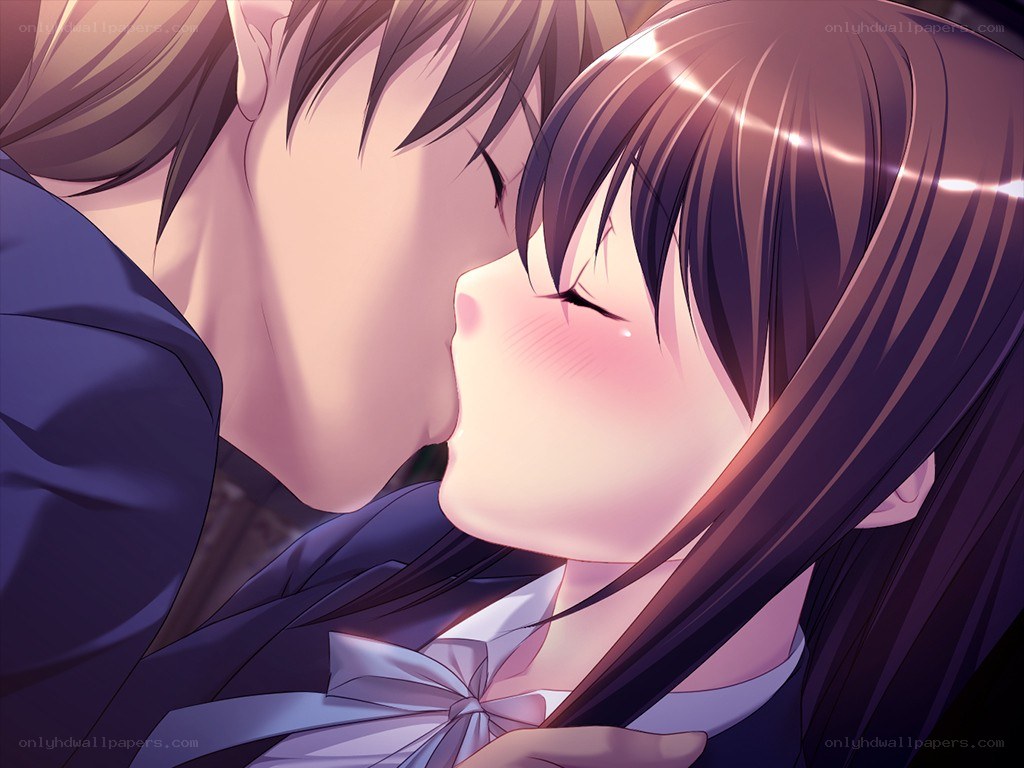 anime couple kissing