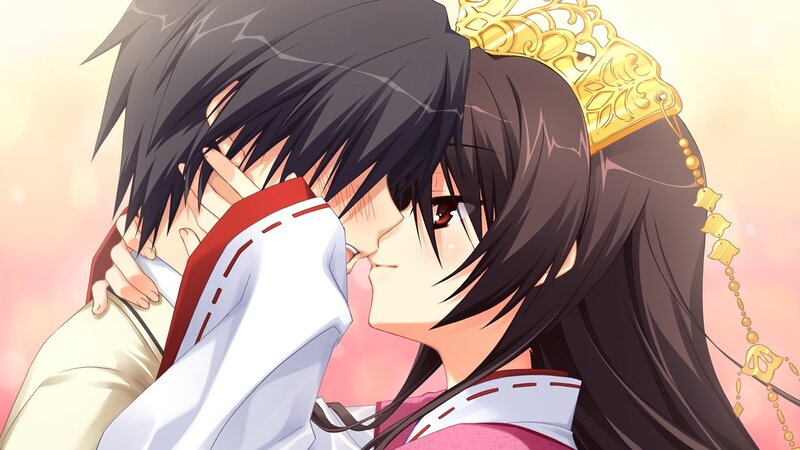 anime couple kissing