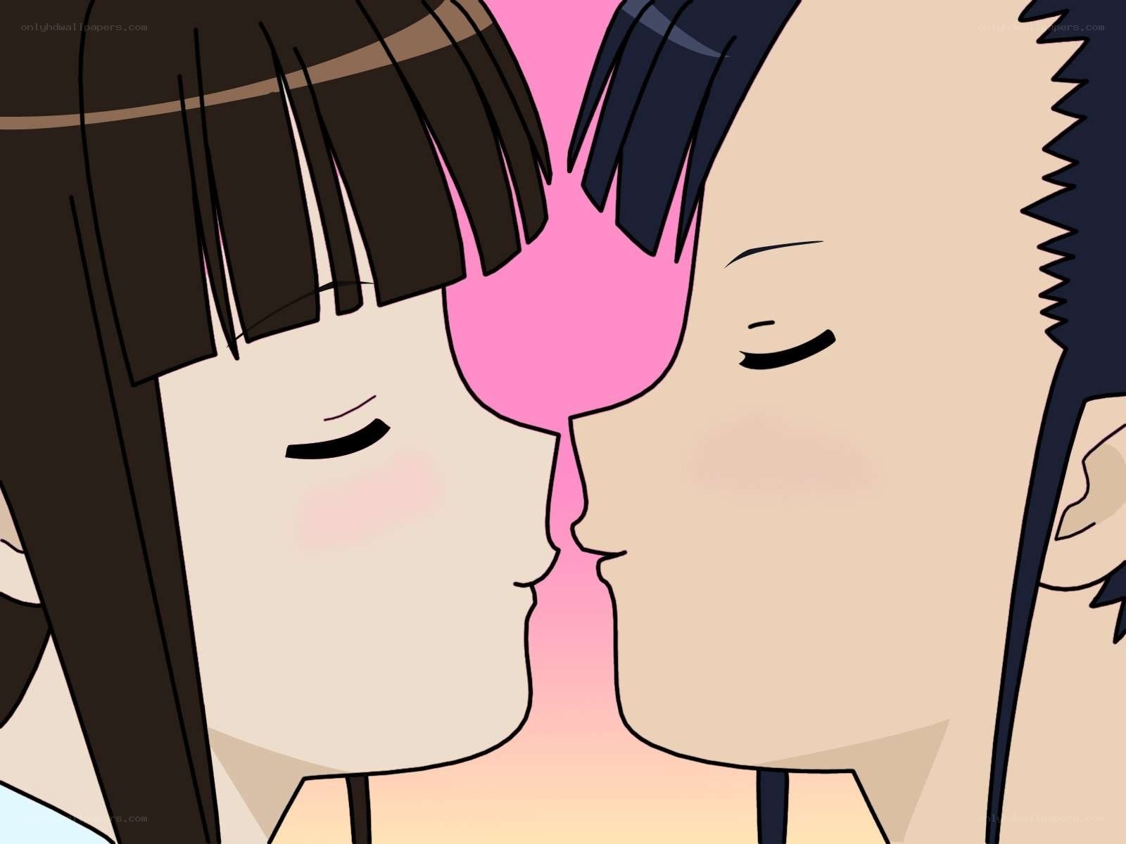 anime couple kissing