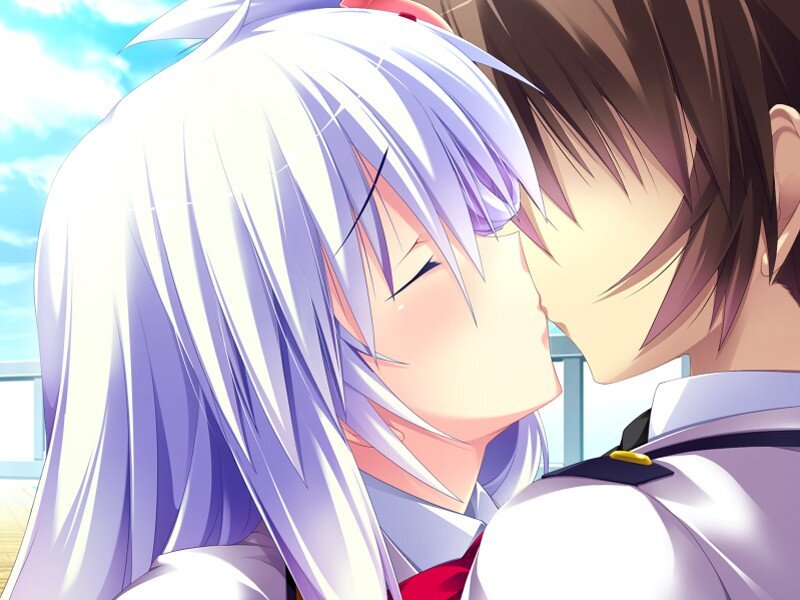 anime couple kissing