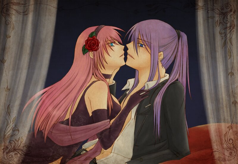 anime couple kissing