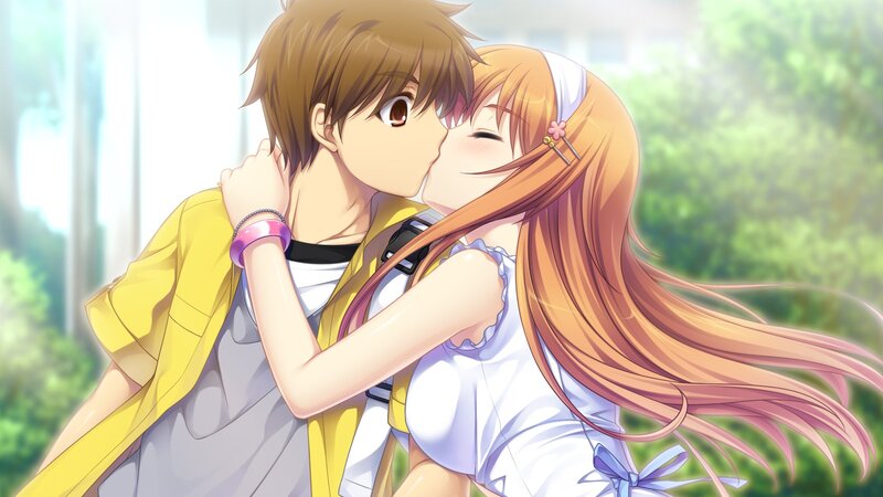 anime couple kissing