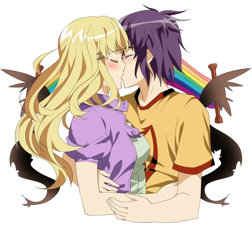 anime couple kissing