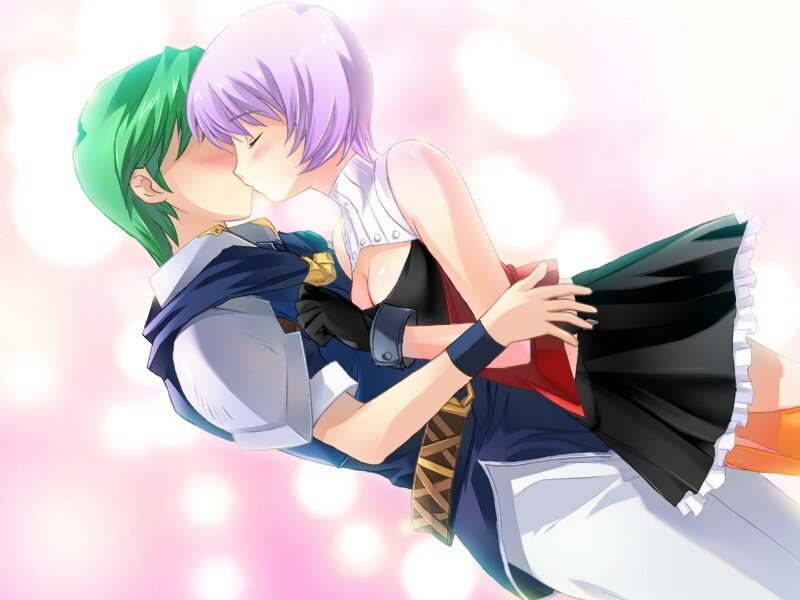 anime couple kissing