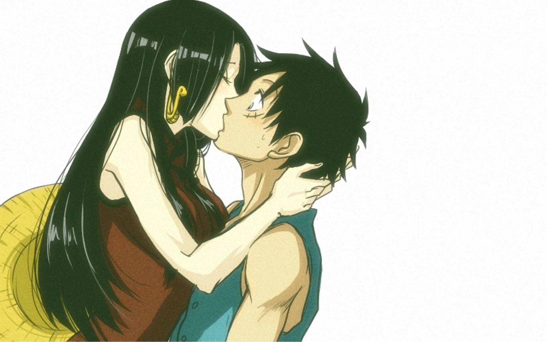 anime couple kissing