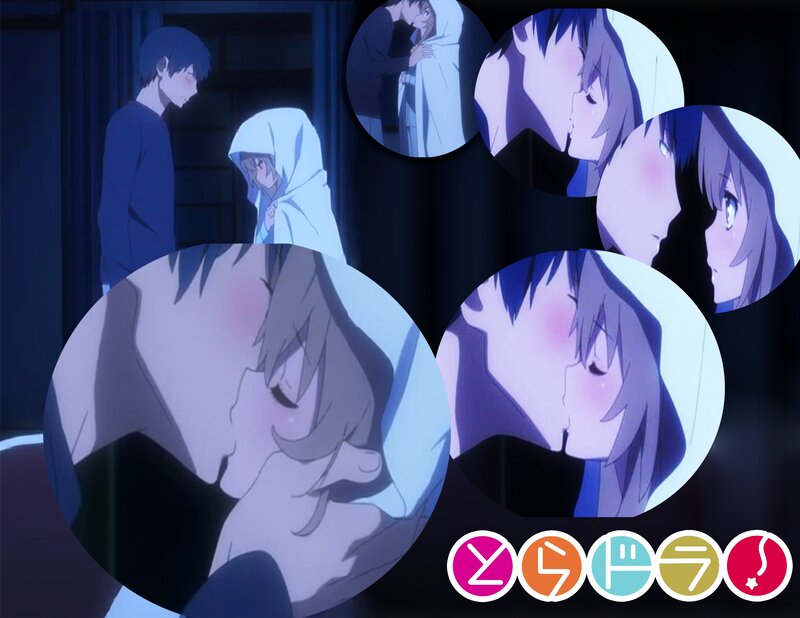 Anime Couple Kissing — Blue, Romantic, Night, Circles