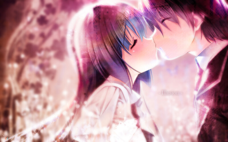 Anime Couple Kissing — Pink, Romantic, Spring