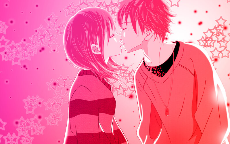 Anime Couple Kissing — Pink, Romantic