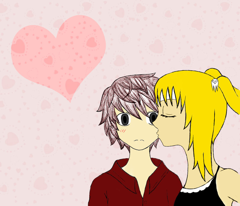Anime Couple Kissing — Pink