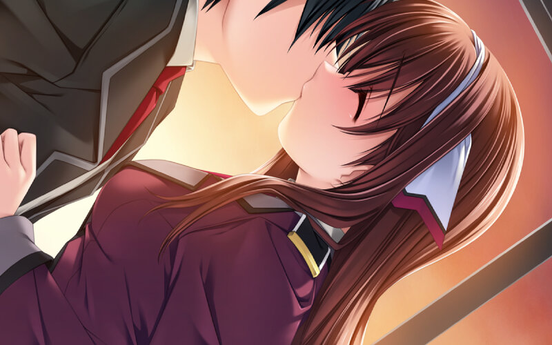 Anime Couple Kissing — Purple, Intimate