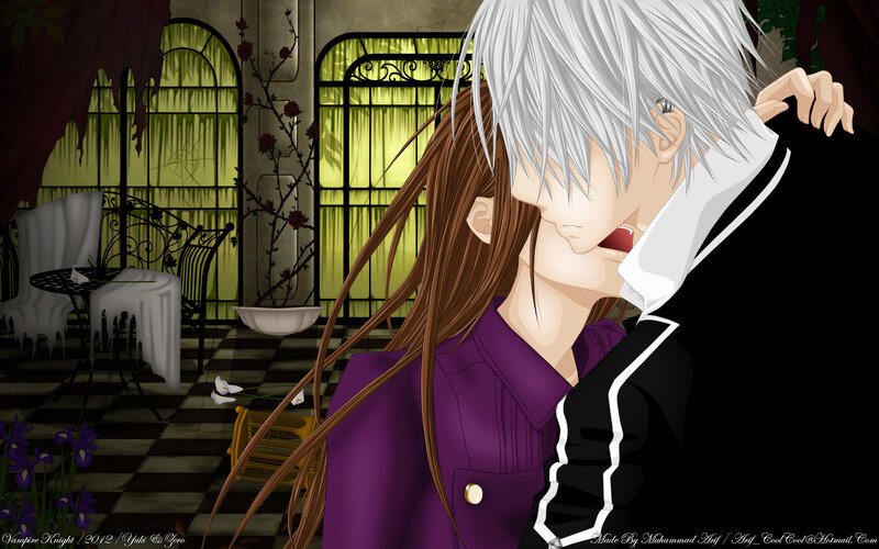 Anime Couple Kissing — Purple, Romantic, Night, Manga