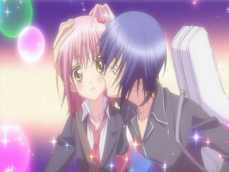 Anime Couple Kissing — Purple, Romantic, Night, School Uniform