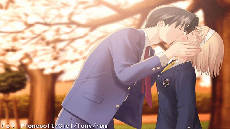 Anime Couple Kissing — Purple, Romantic, Spring