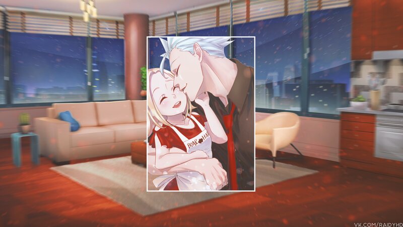 Anime Couple Kissing — Red, Romantic, Night