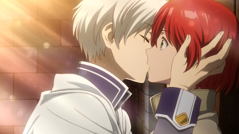 Anime Couple Kissing — Red, Romantic, Sunset, Brick Wall