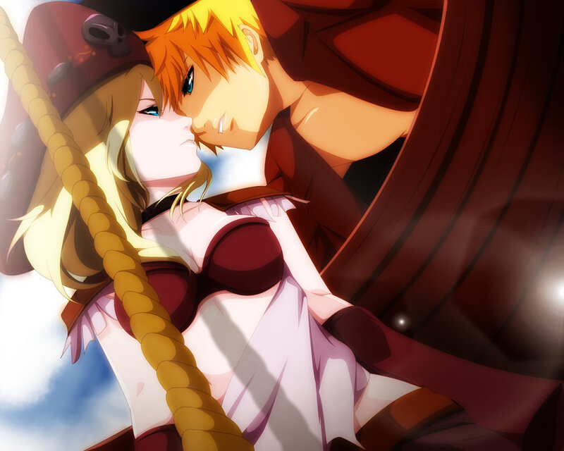 Anime Couple Kissing — Red, Romantic