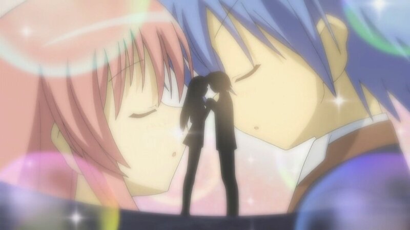 anime couple kissing silhouette