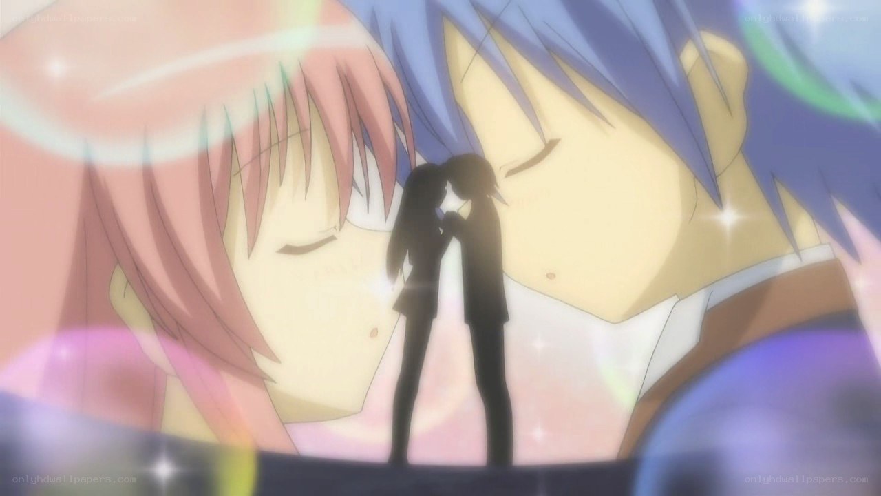 anime couple kissing silhouette