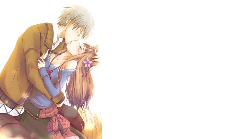 Anime Couple Kissing — White, Romantic, Hugging
