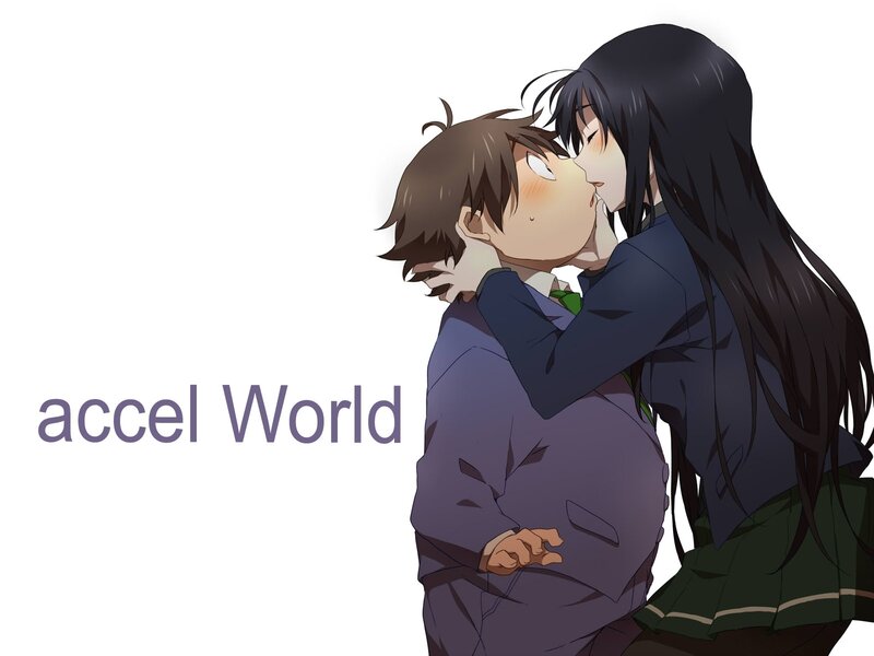 Anime Couple Kissing — White, Romantic, School Uniforms