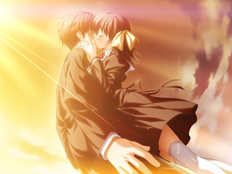 Anime Couple Kissing — Yellow, Dramatic